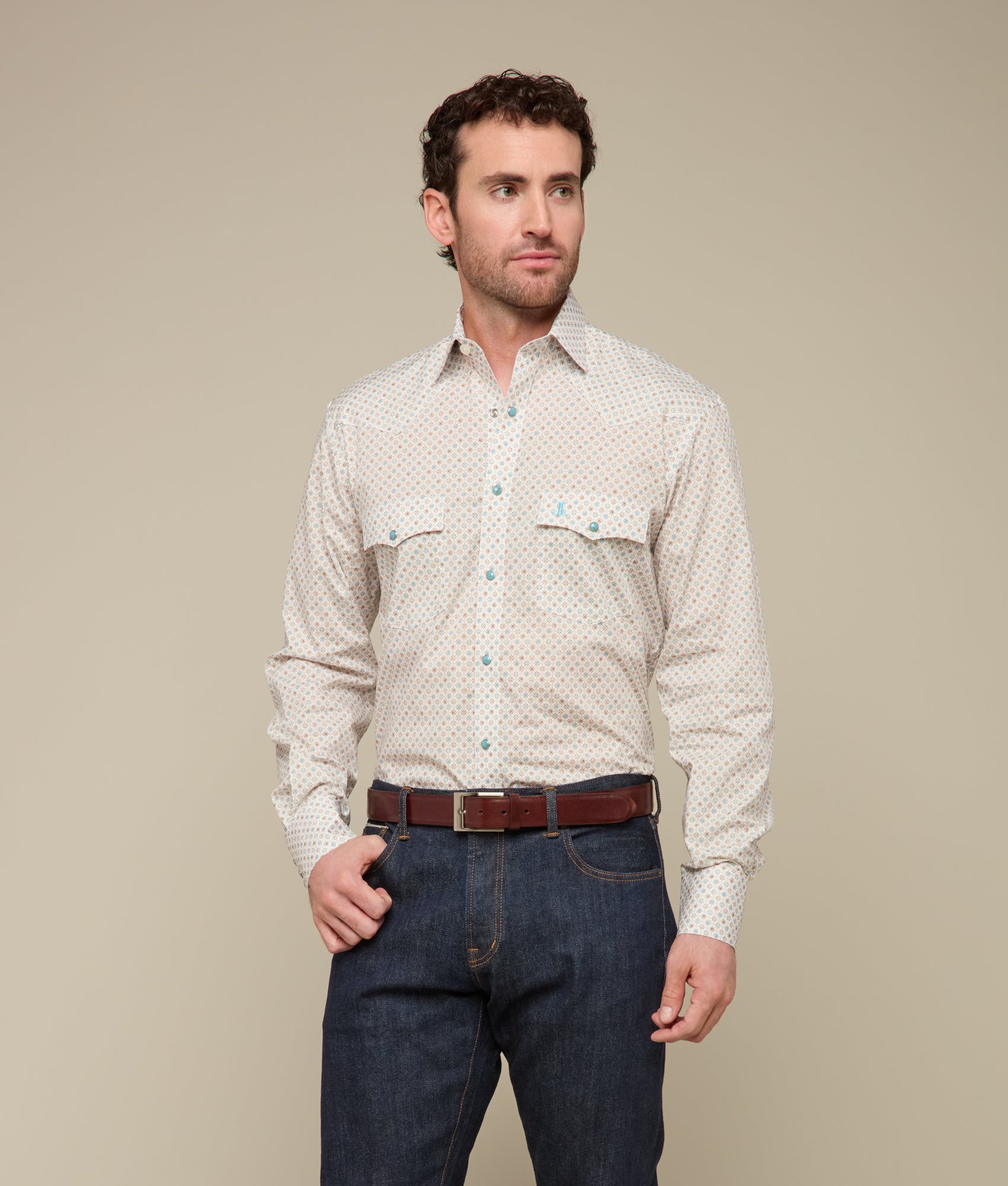 El Paso Prints :: Teal/Coffee Geo Print - Image 3