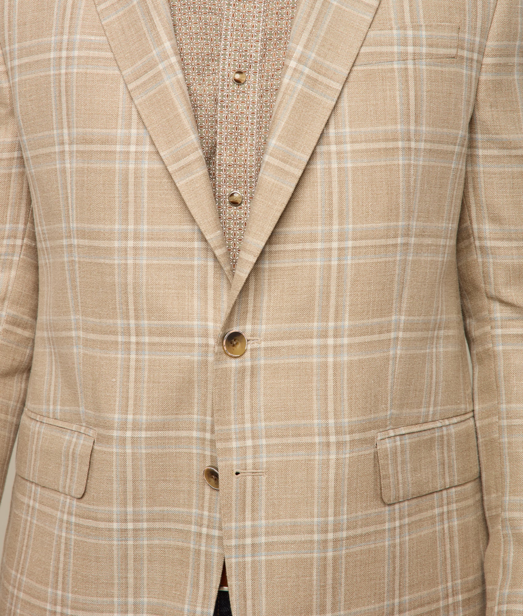 Lucchese Sport Coat :: Beige/Light Blue Plaid - Image 6