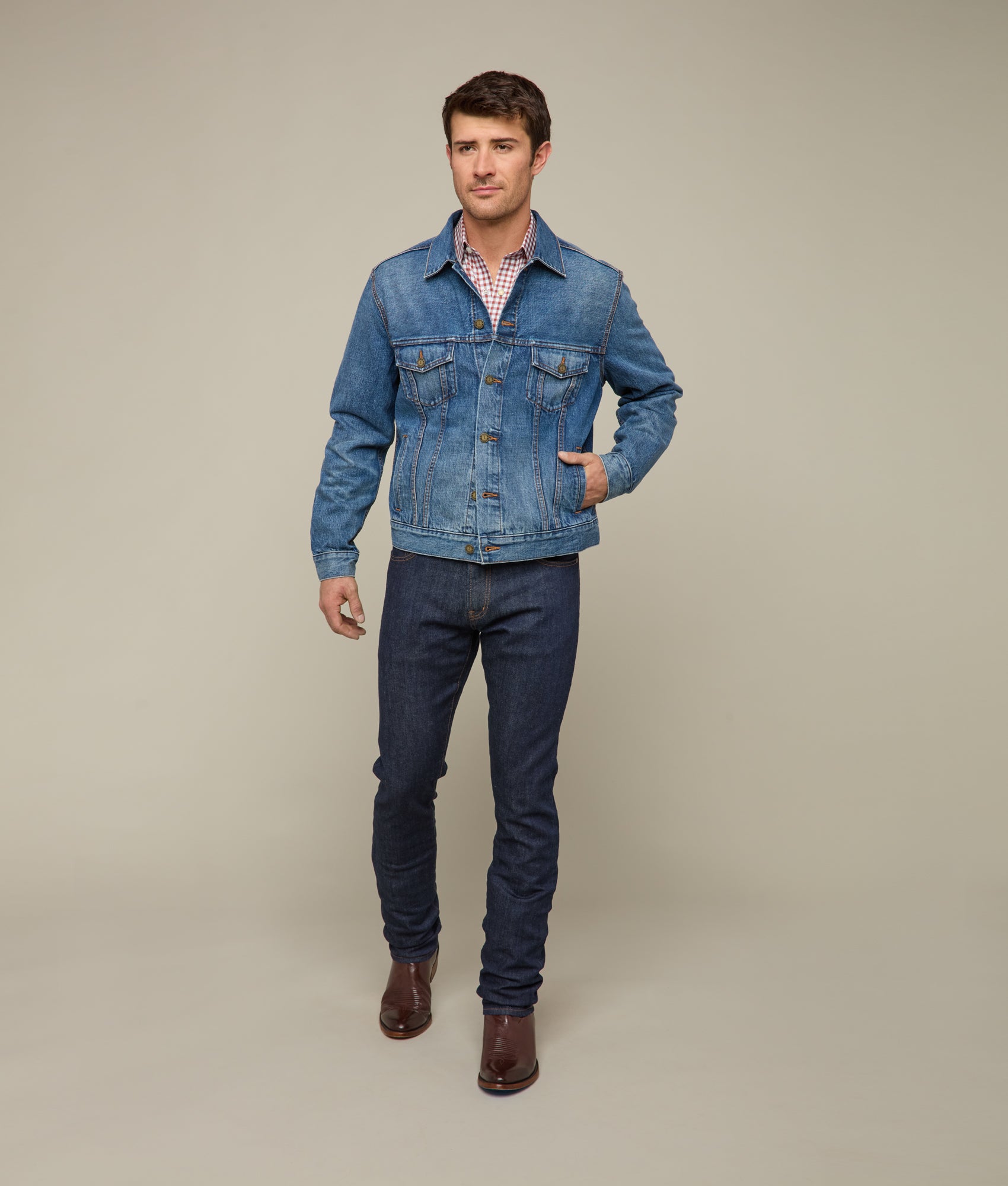 Earl Denim Trucker Jacket :: Saddleback Blue - Image 4
