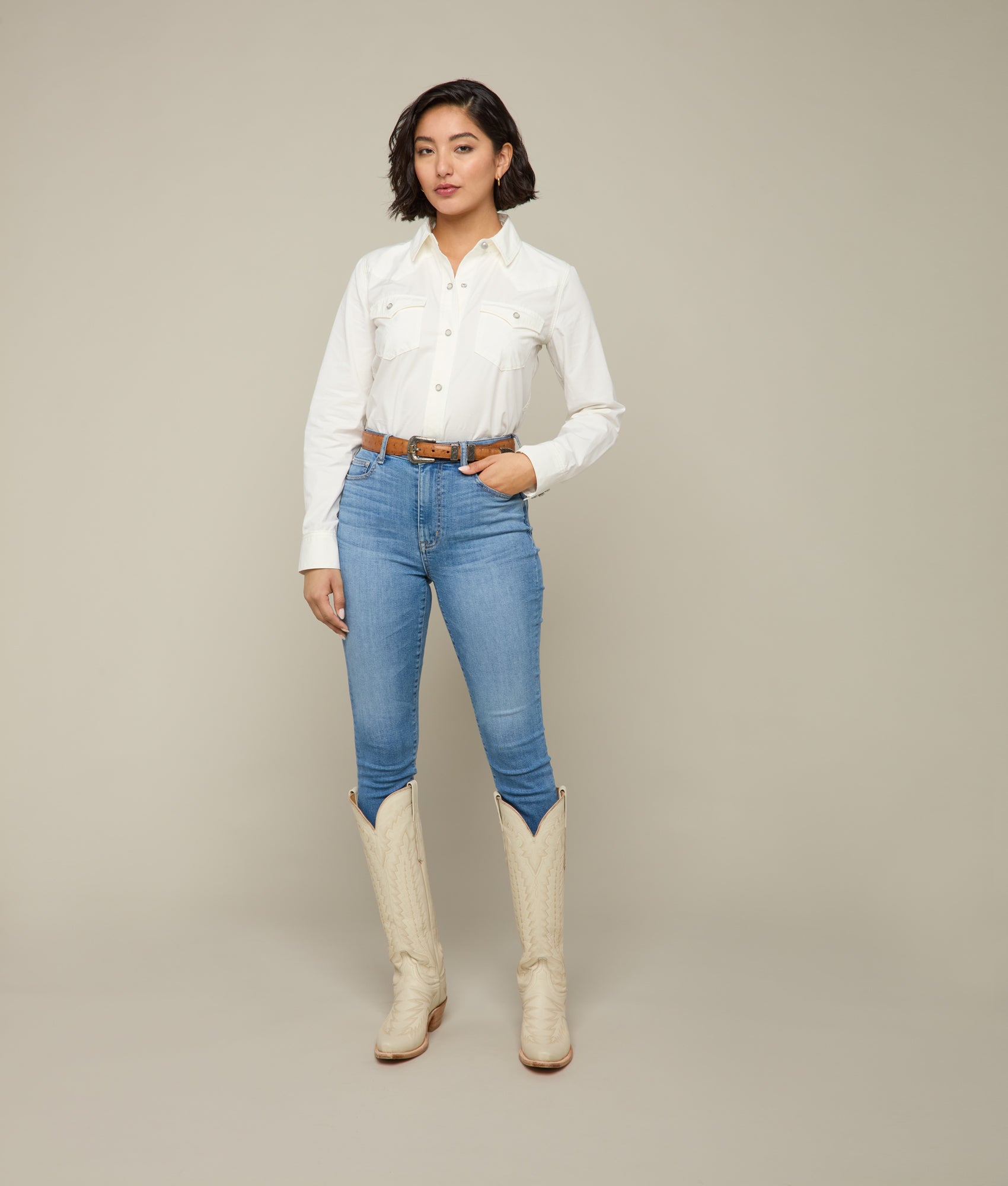 Reese Women's Snap Shirt :: Blanco - Image 3