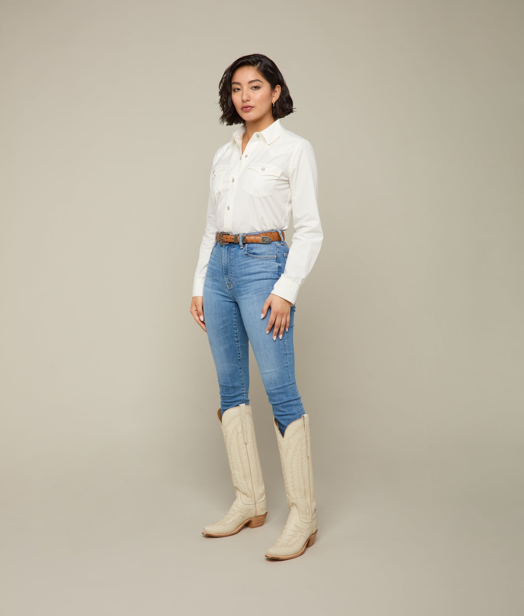 Reese Women's Snap Shirt :: Blanco - Image 4