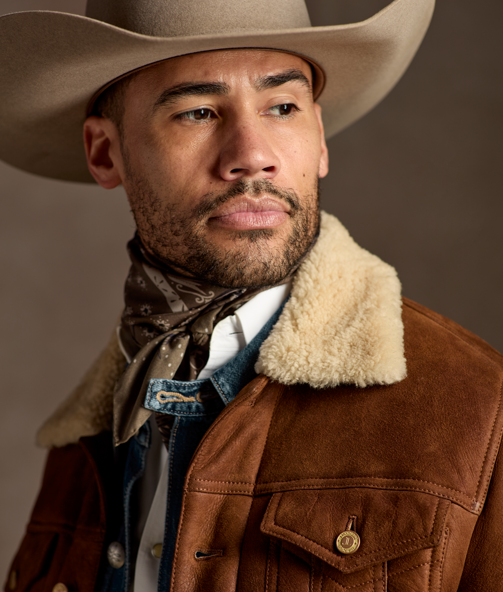 Kyle Shearling Trucker Jacket :: Cognac - Image 2