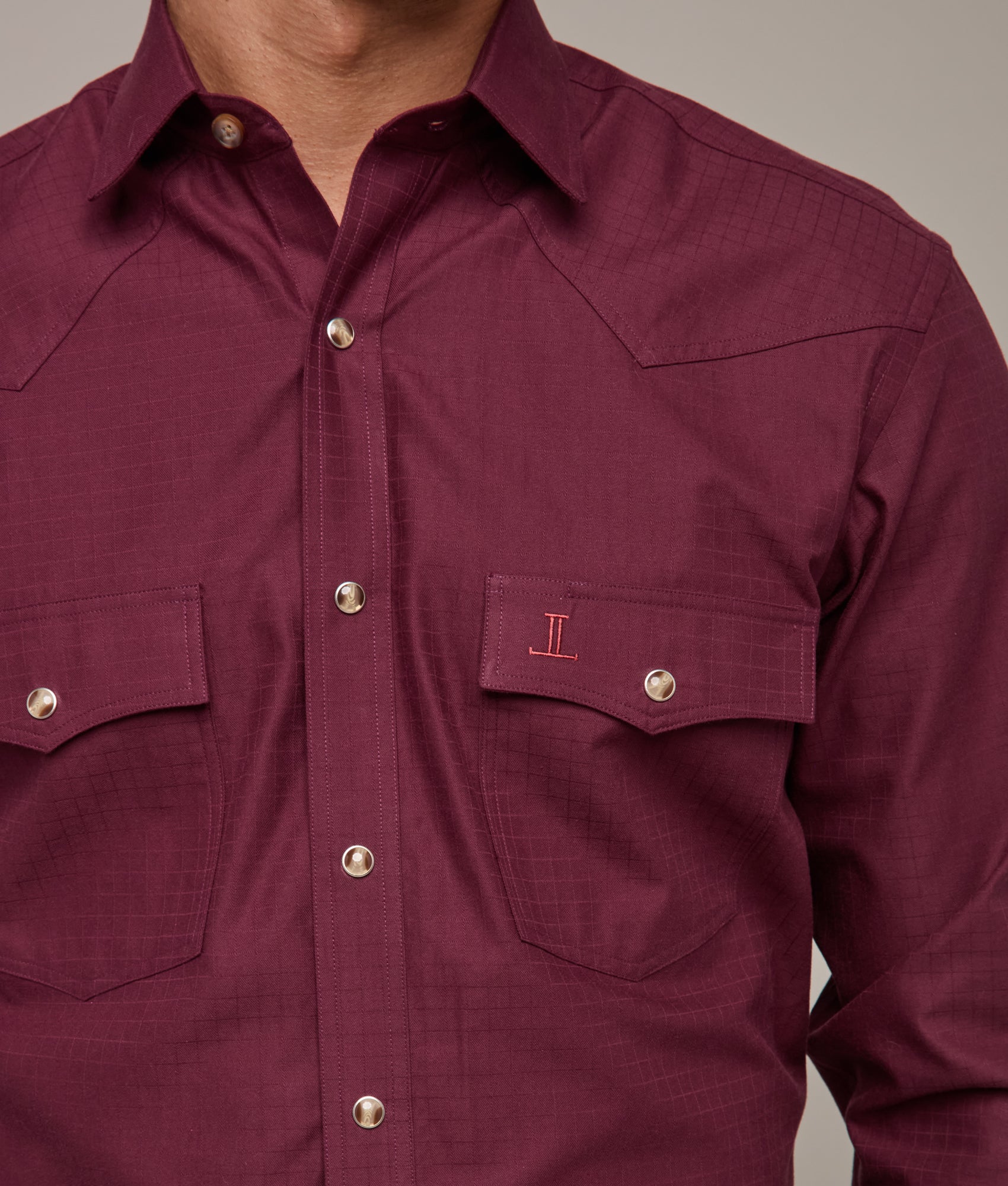 Square Dobby Shirt :: Black Cherry - Image 13