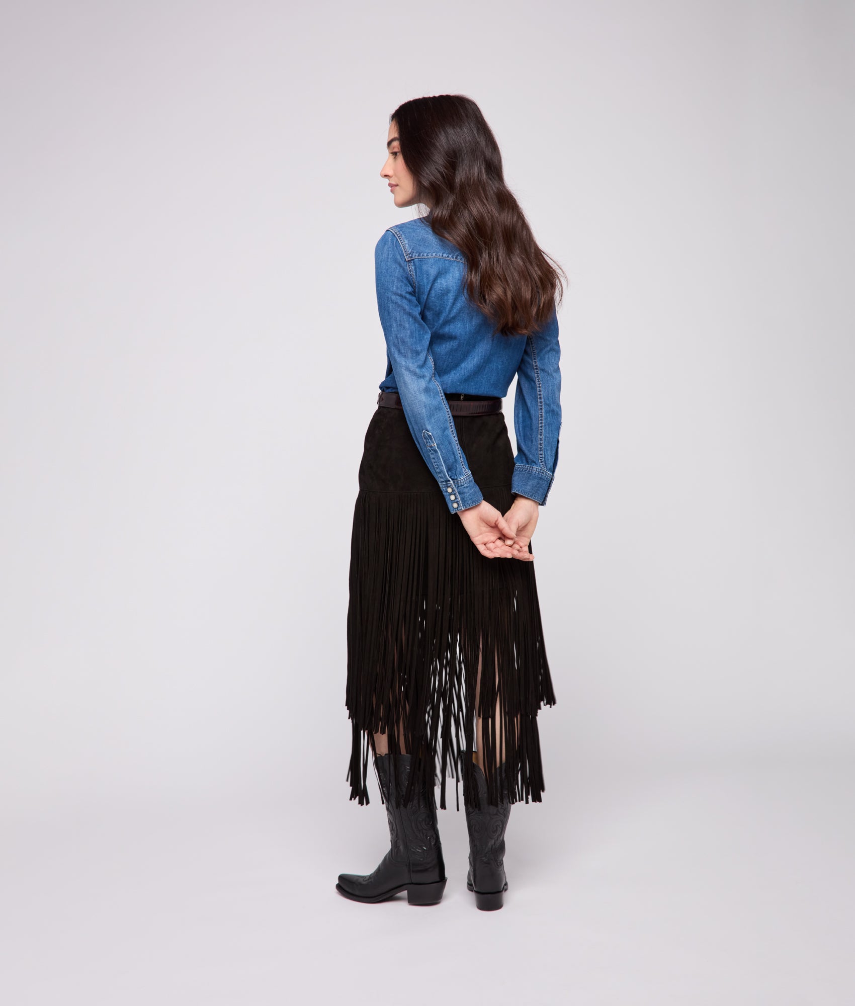 Rhiannon Fringe Skirt :: Black - Image 9