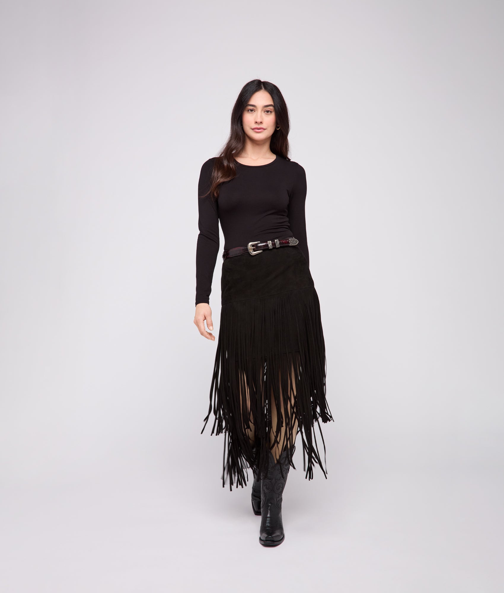 Rhiannon Fringe Skirt :: Black - Image 5