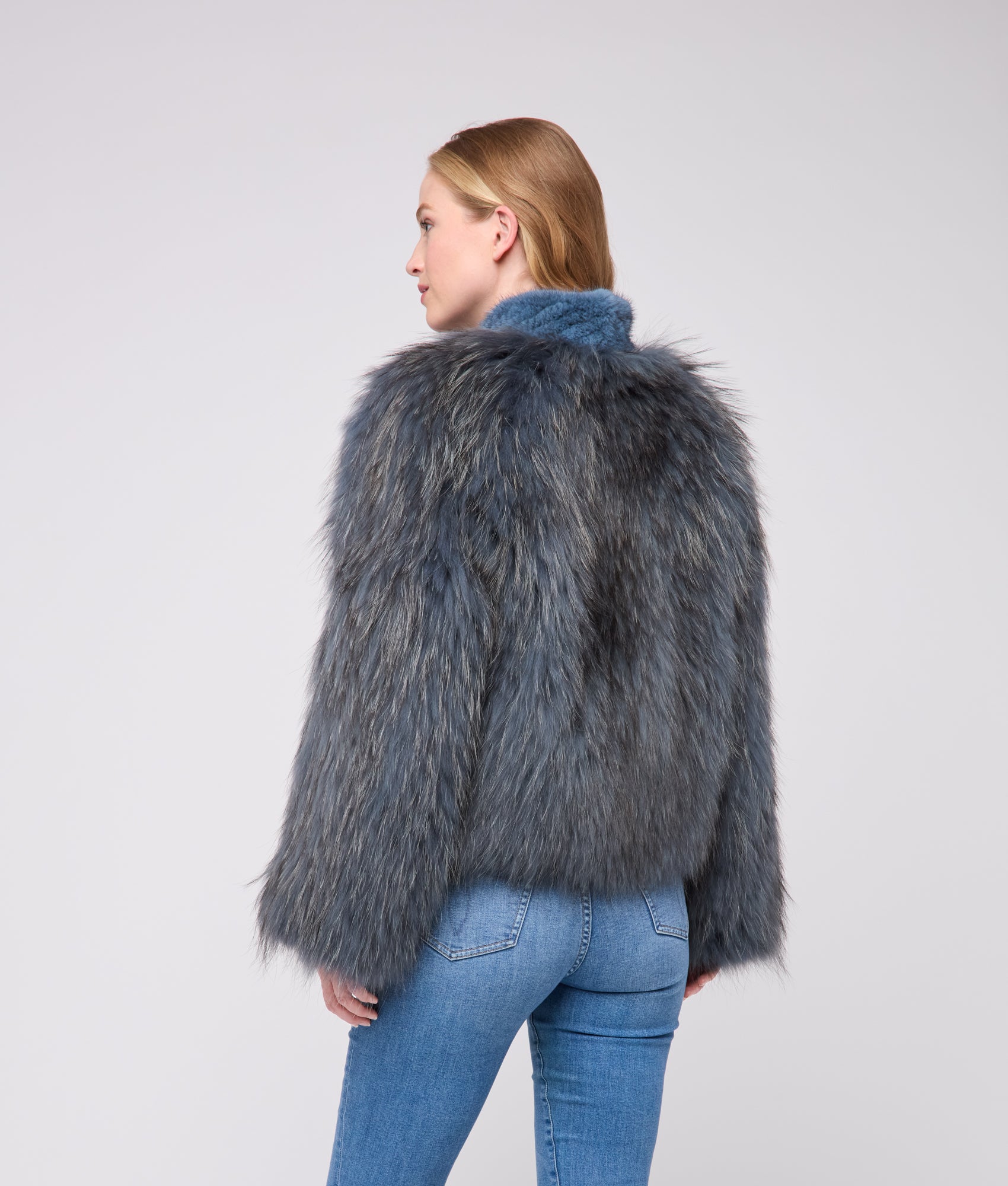Janine Fur Jacket :: Turquoise - Image 5