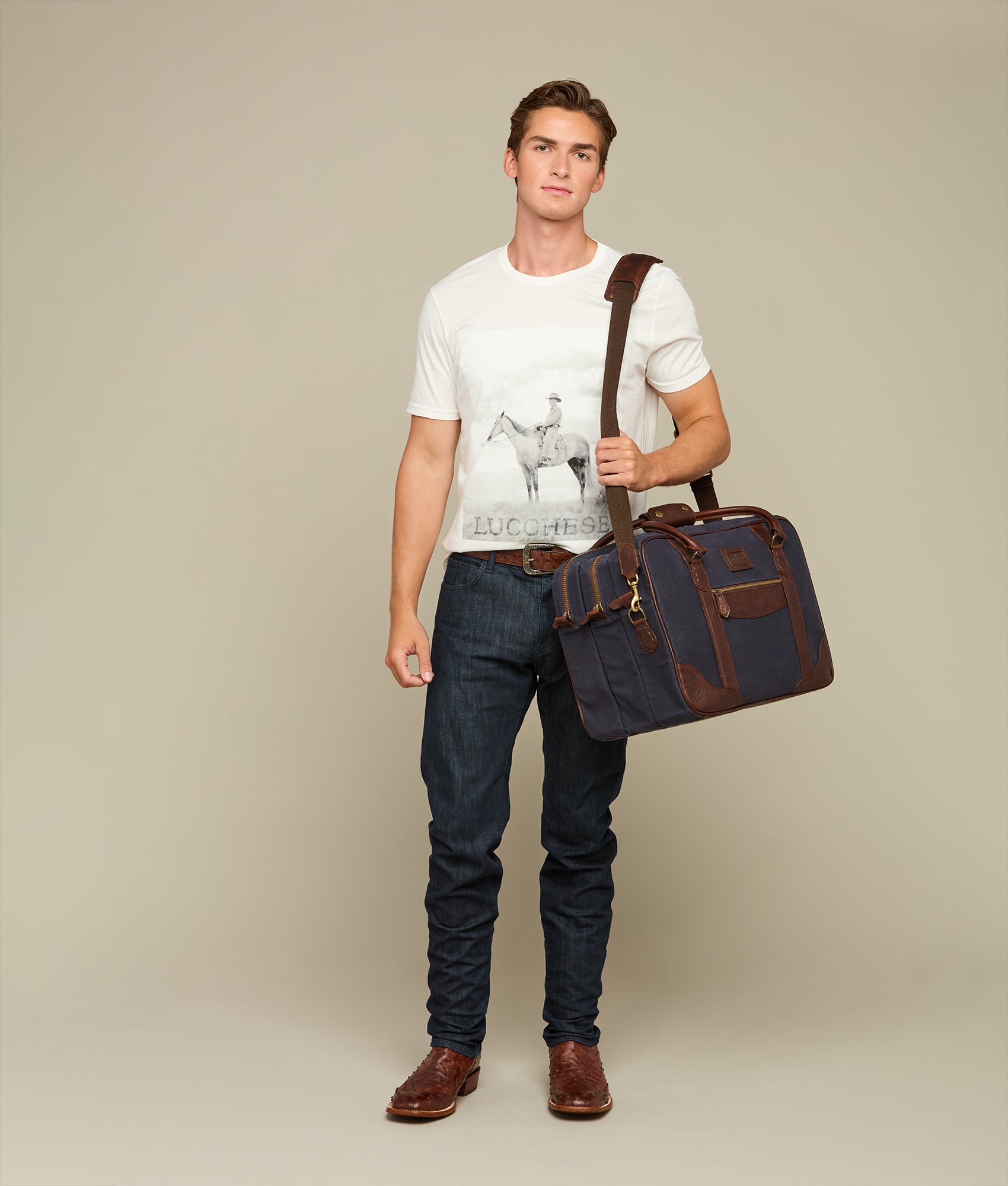 Everyday Waxed Canvas Cowboy Bag :: Navy - Image 4