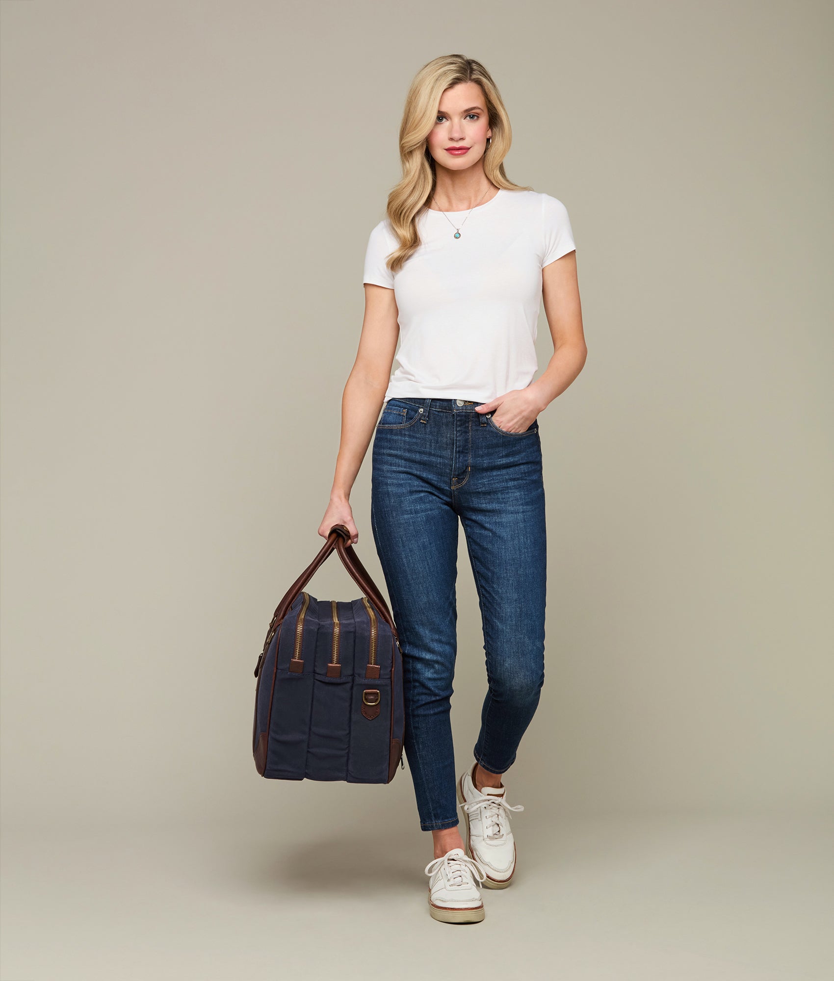 Everyday Waxed Canvas Cowboy Bag :: Navy - Image 5