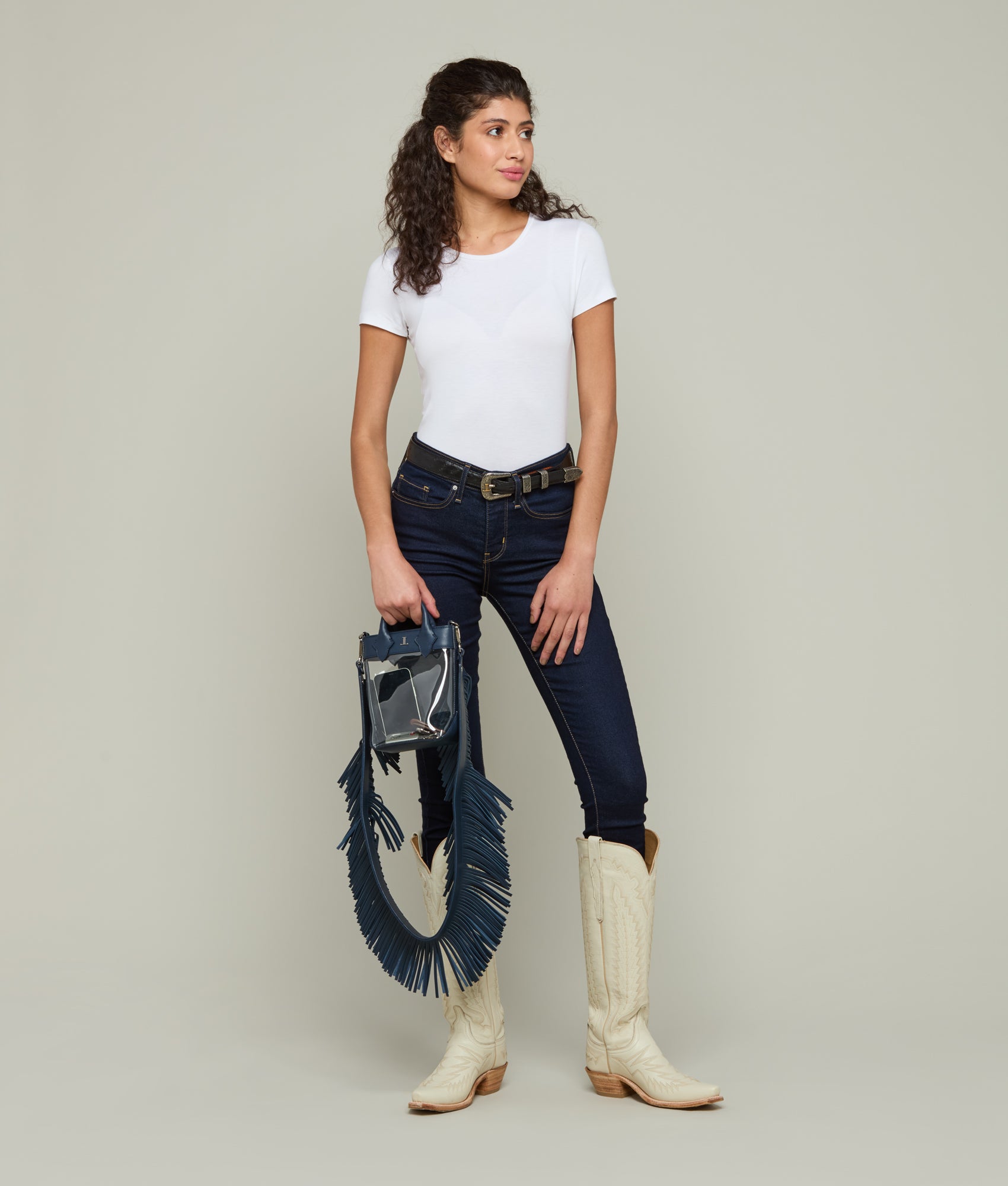 Fringe Handbag Strap :: Navy - Image 4