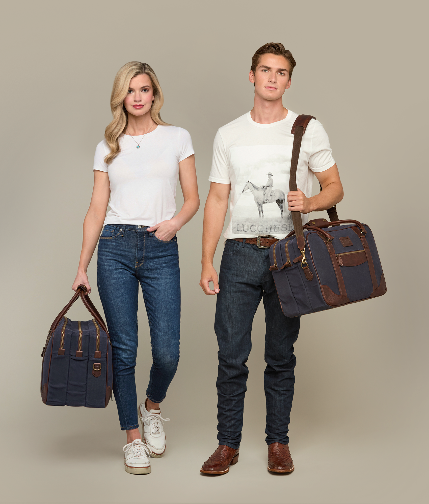 Everyday Waxed Canvas Cowboy Bag :: Navy - Image 2