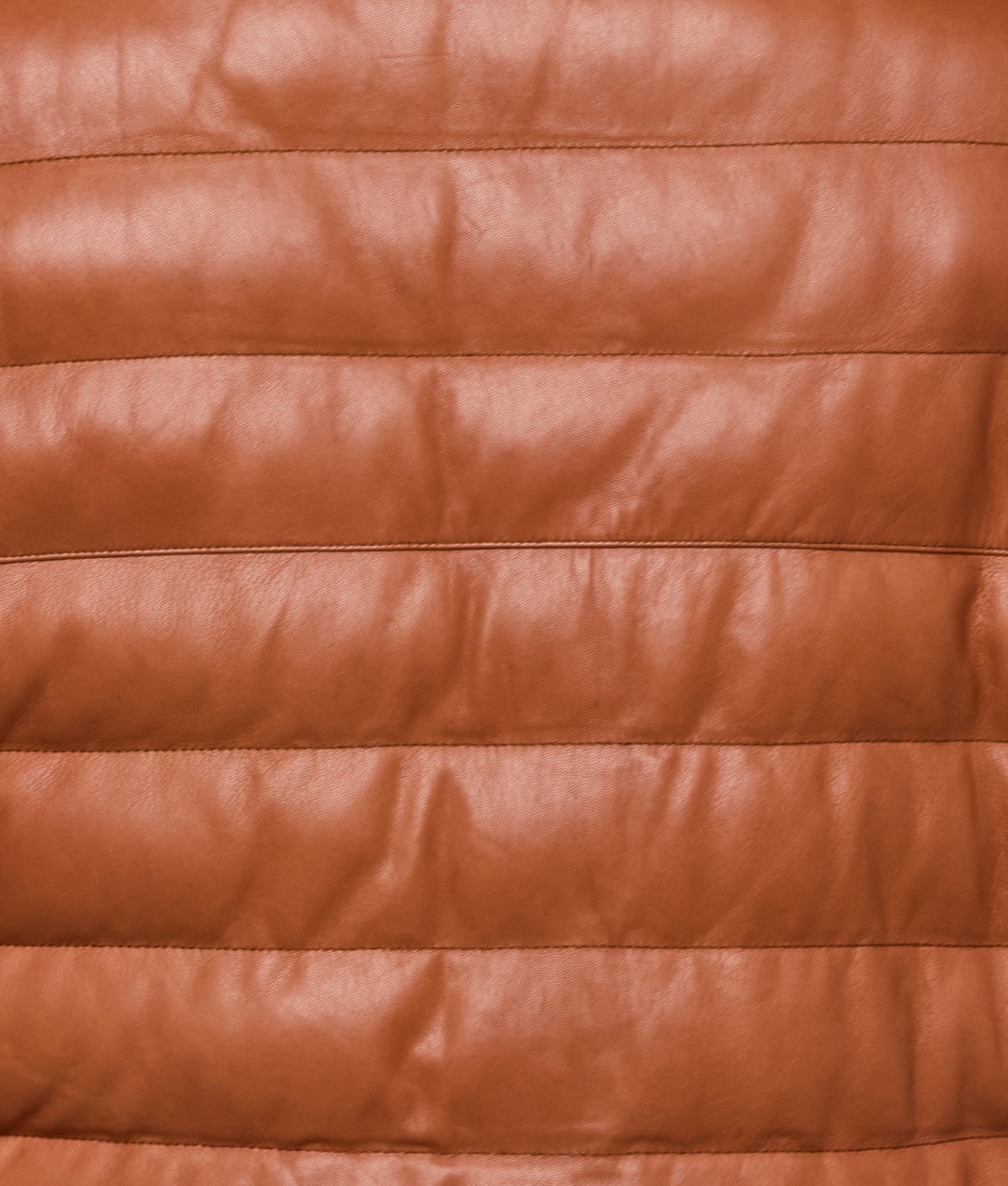 Men's Leather Puffer Jacket :: Cognac - Image 8