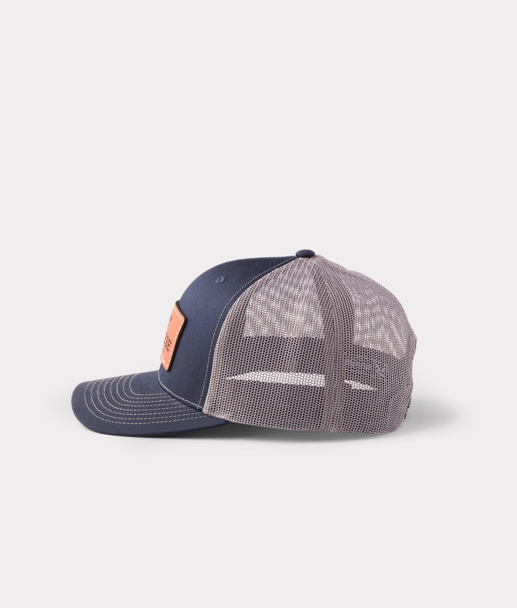Leather Patch Cap :: Navy + Charcoal - Image 5